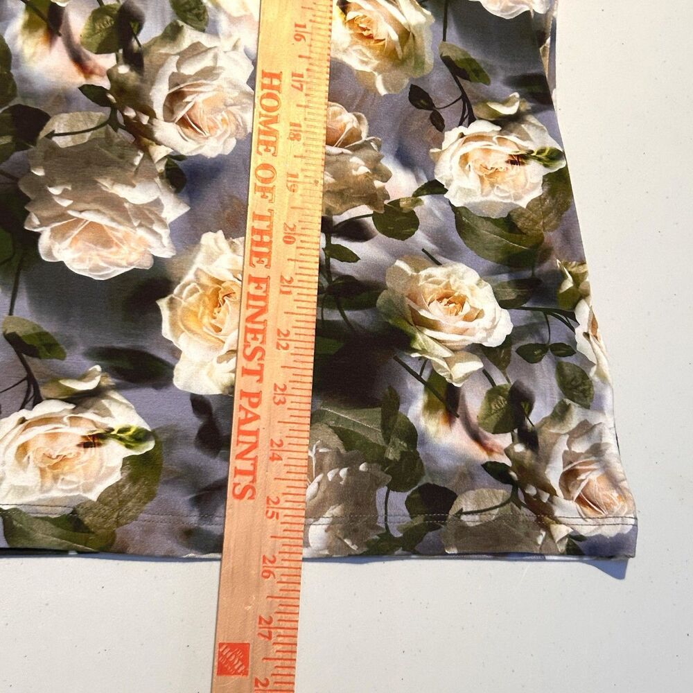 L’AGENCE Ressi Tee XL Gray Yellow Rose Floral Stretch Fitted Top - Picture 7 of 7